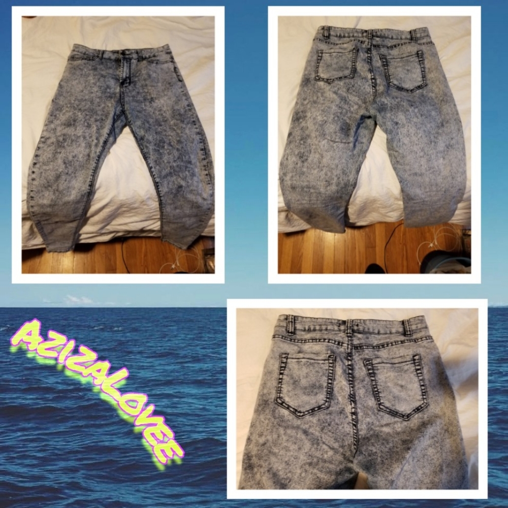 High waist mineral wash jeans